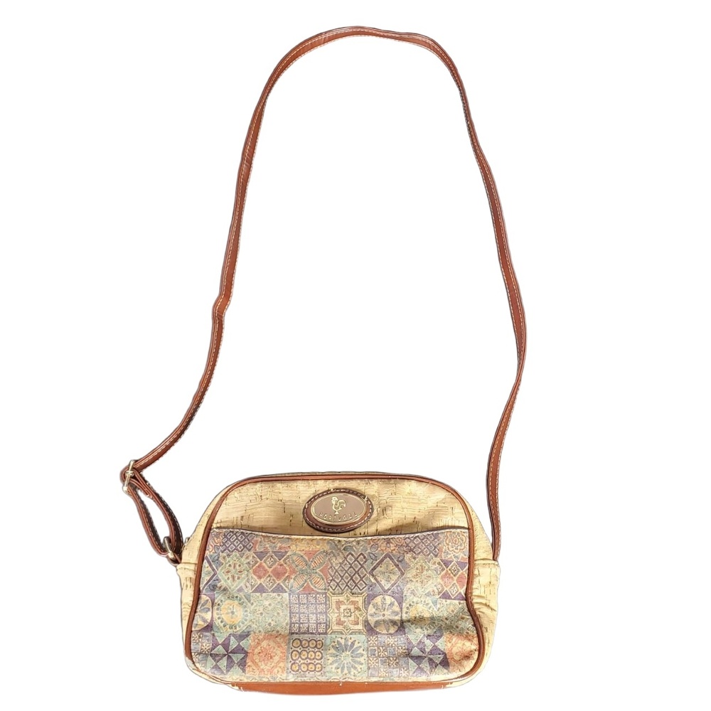 We Are Portugal Natural Cork‎ Patchwork Crossbody Purse Brown Strap